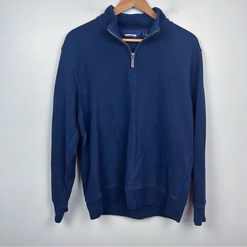 Lands’ End Men's Navy 1/4-Zip Sweater